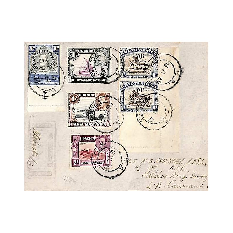 1943 juin Lettre Oblitération E.A. A.P.O. 53 (Diego-Suarez)