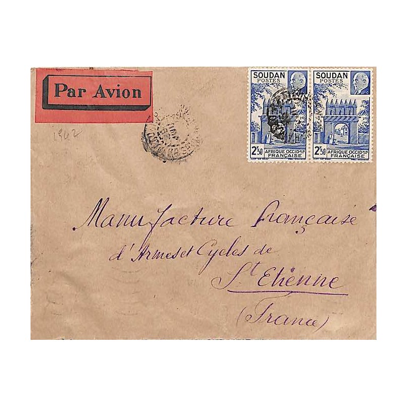 timbre type Petain 5 F (Yvert 130x2) de  BAMAKO