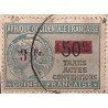 Guinée Timbre fiscal Taxes actes et conventions surcharge rouge 3 fr. sur 50 c et barre épaisse