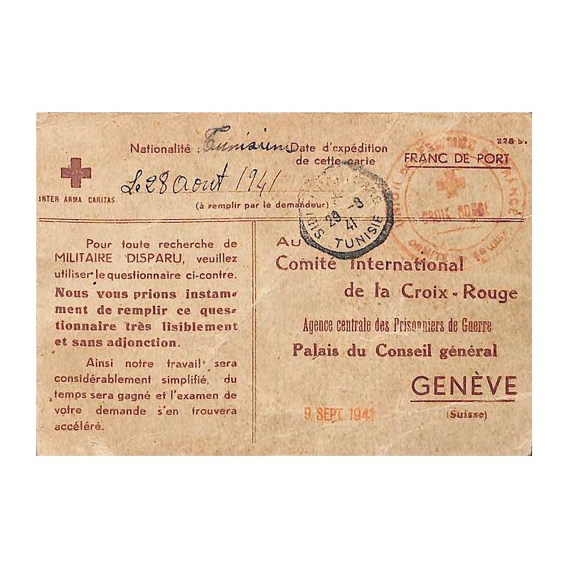 1941 Carte Croix-Rouge de correspondance des prisonniers de guerre