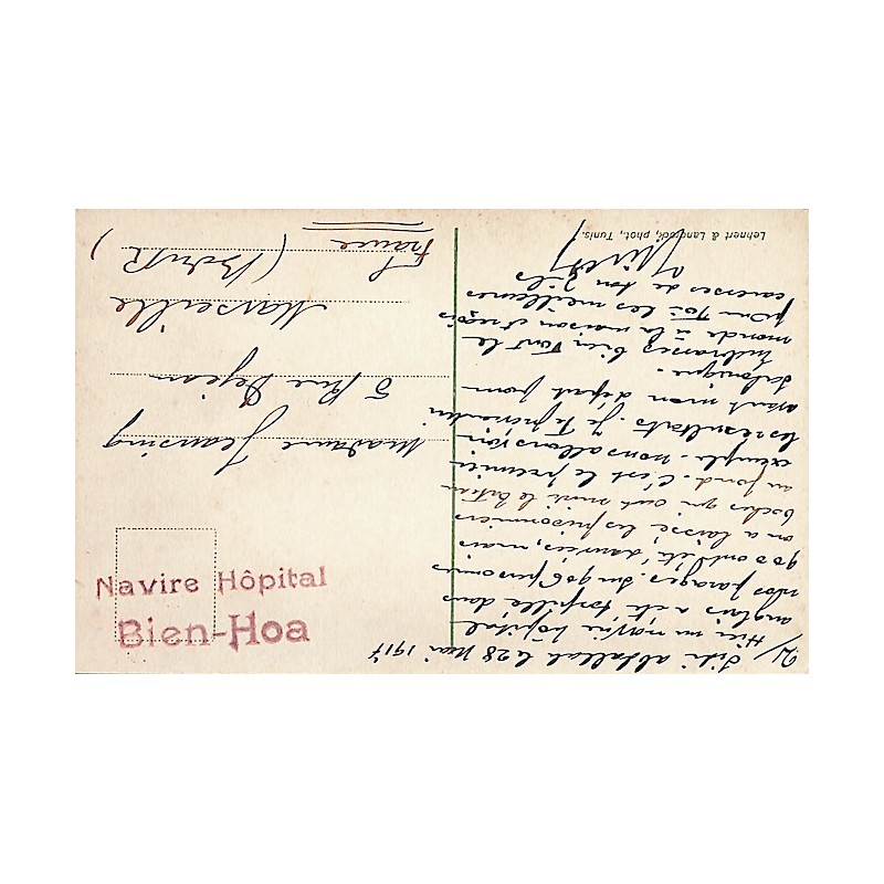 1917 NAVIRE HOPITAL  BIEN-HOA  Griffe rouge