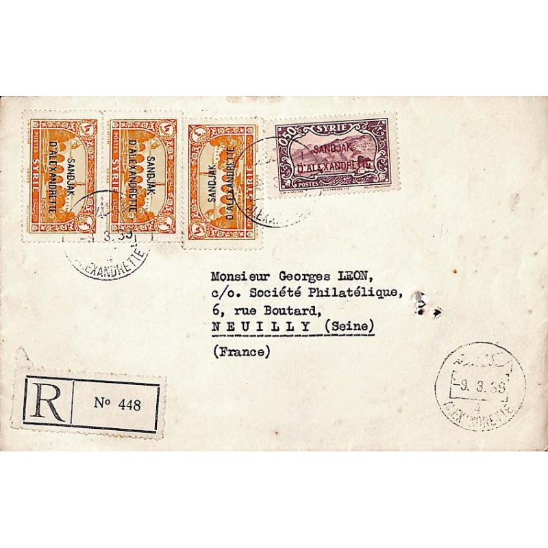 SANDJACK D’ALEXANDRETTE  1938 Timbre à date bilingue ALEXANDRETTE