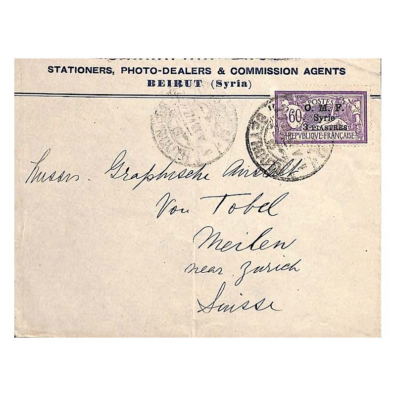 1922 timbre Merson surchargé O.M.F. Syrie 3 piastres
