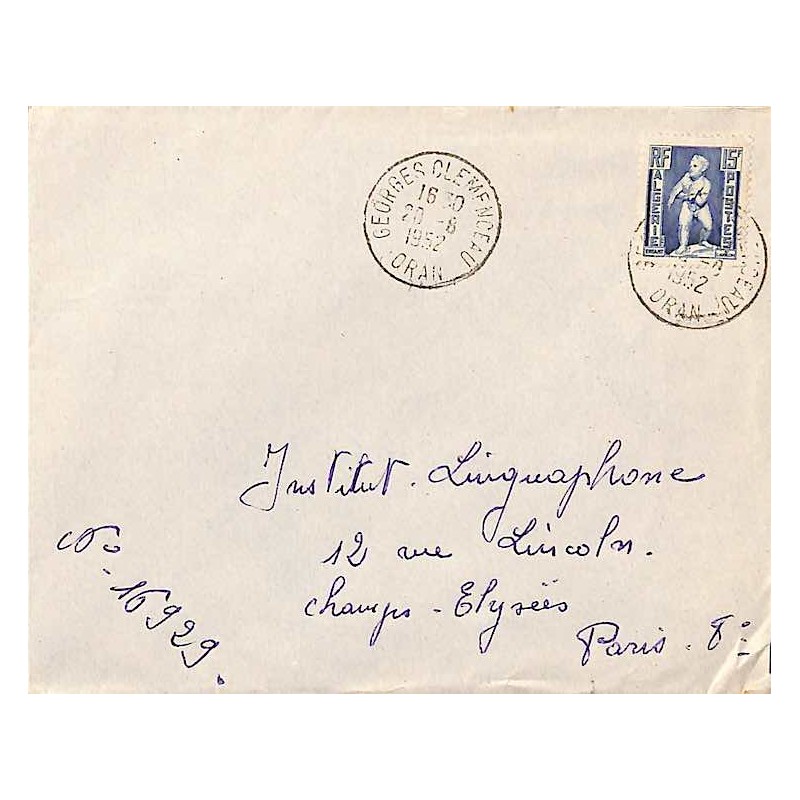 1954 GEORGES CLEMENCEAU ORAN  sur lettre