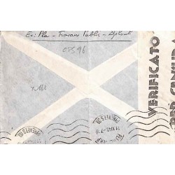 1940  Lettre avion par voie italienne Affranchissement à 1 f