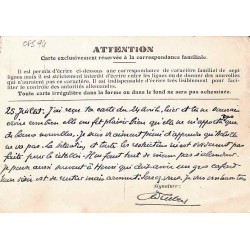 1941 Carte formulaire à 90 c. pour correspondance familiale