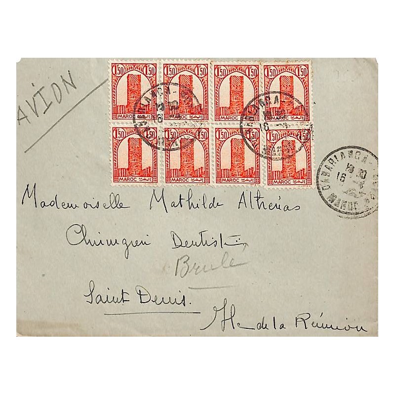 Lettre pour l’Île de la Réunion par avion 1946