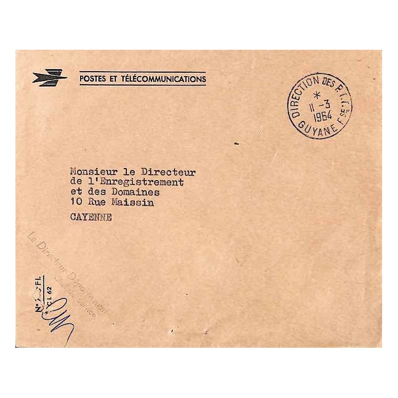 DIRECTION DES P.T.T.  GUYANE  Fse  lettres larges 1964