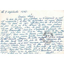 1944 Carte postale par avion pour Paris avec correspondance familiale