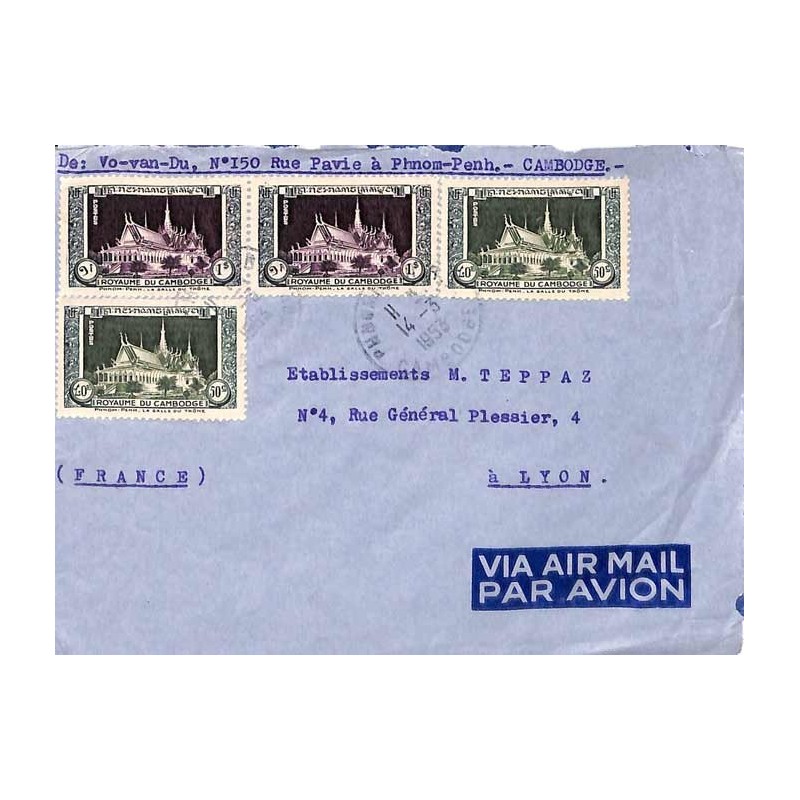1953 Affranchissement à 3 $ par avion pour la France