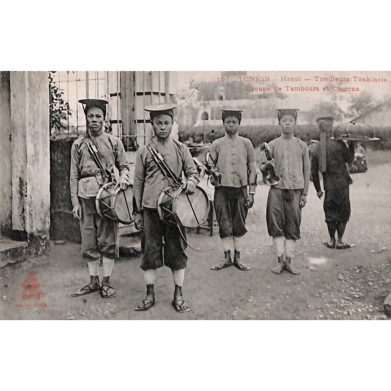 TONKIN - Hanoi - Tirailleurs tonkinois - groupe de tambours et clairons