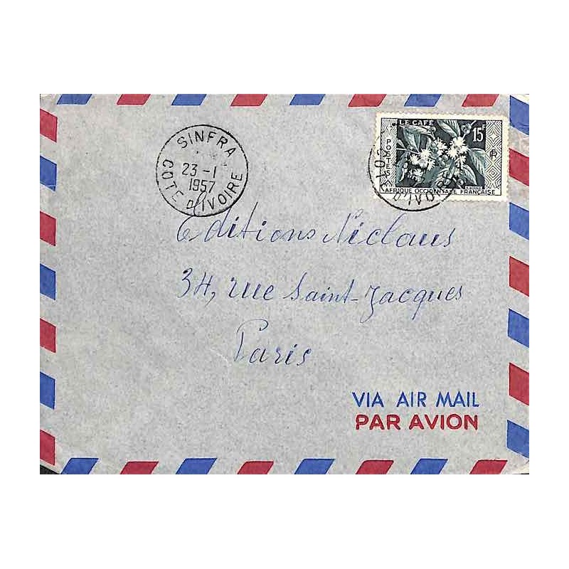 SINFRA COTE D' IVOIRE 1957 sur timbre AOF 62