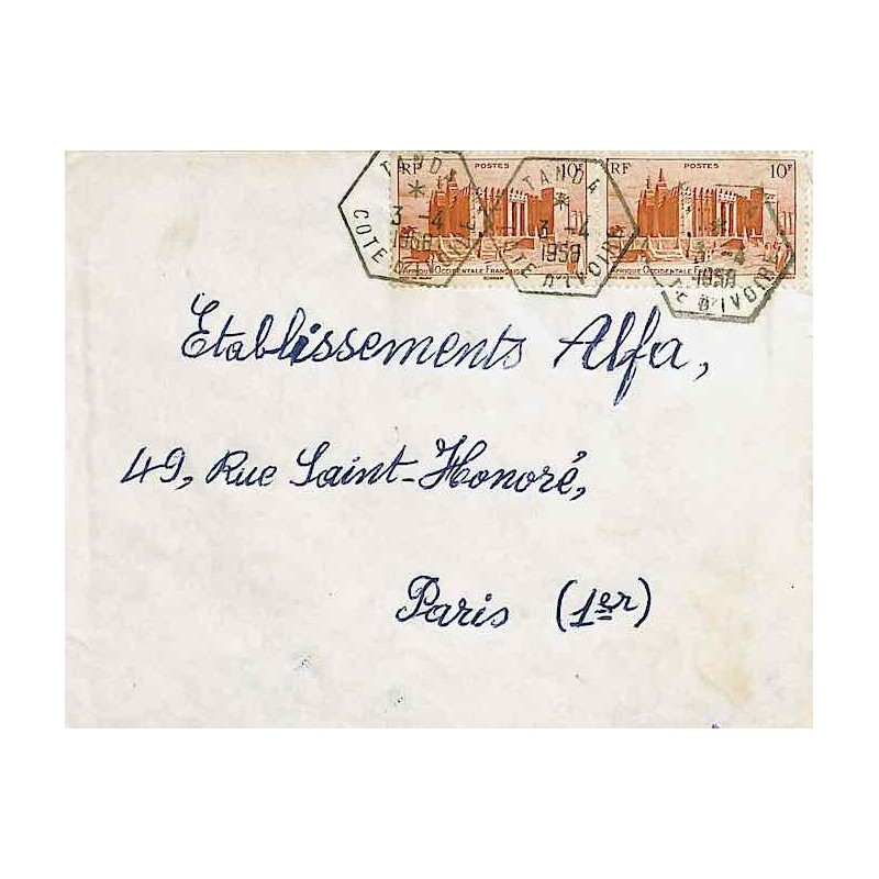 TANDA COTE D' IVOIRE  1960 sur timbre AOF 39 (x2)