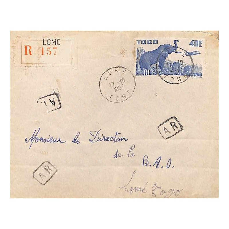 1957 Lettre locale recommandée avec avis réception