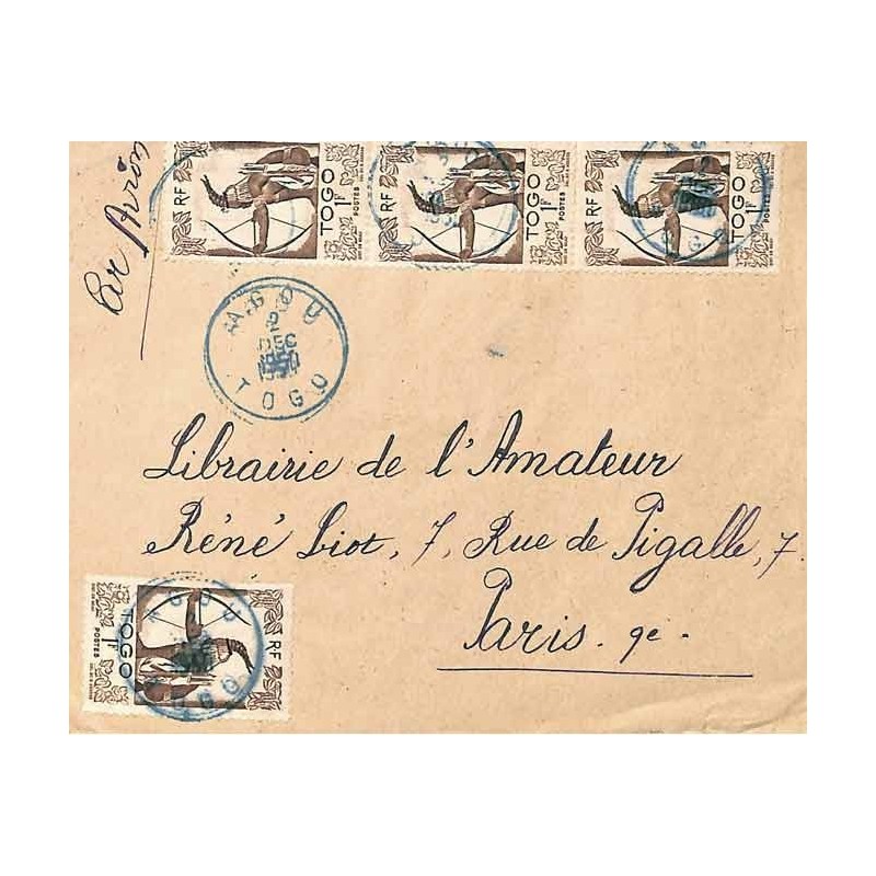 1950 Lettre à 8 f. avion pour la France de AGOU TOGO