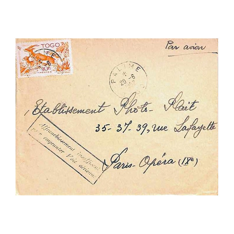 Affranchissement insuffisant pour emprunter la voie aérienne