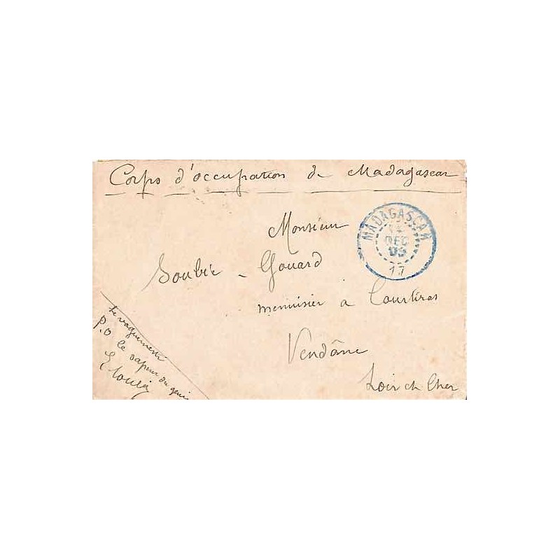 1903 MADAGASCAR 17 timbre à date bleu