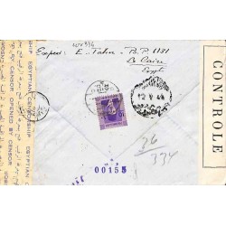 Lettre rec pour Beyrouth 4/1944 Affranchissement Egypte Oblitération CAIRO