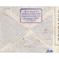 Lettre avion pour Paris 12/1944 Affranchissement à 32,5 p Liban 163, 172 Oblitération BEYROUTH
