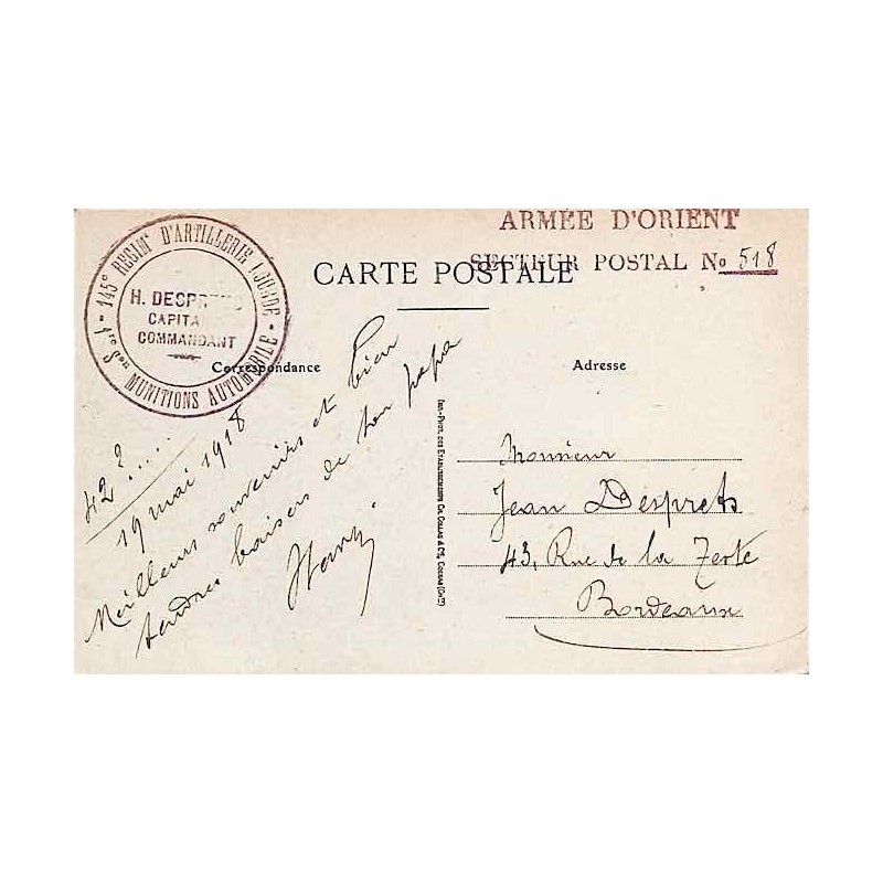 1918 145 e REIMt D'ARTILLERIE LOURDE