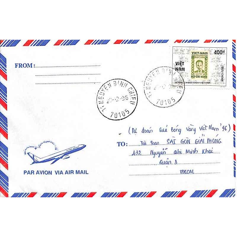 Lettre avion intérieur 1996 Oblitération 11 NGUYENH DINH CHIEU 70105