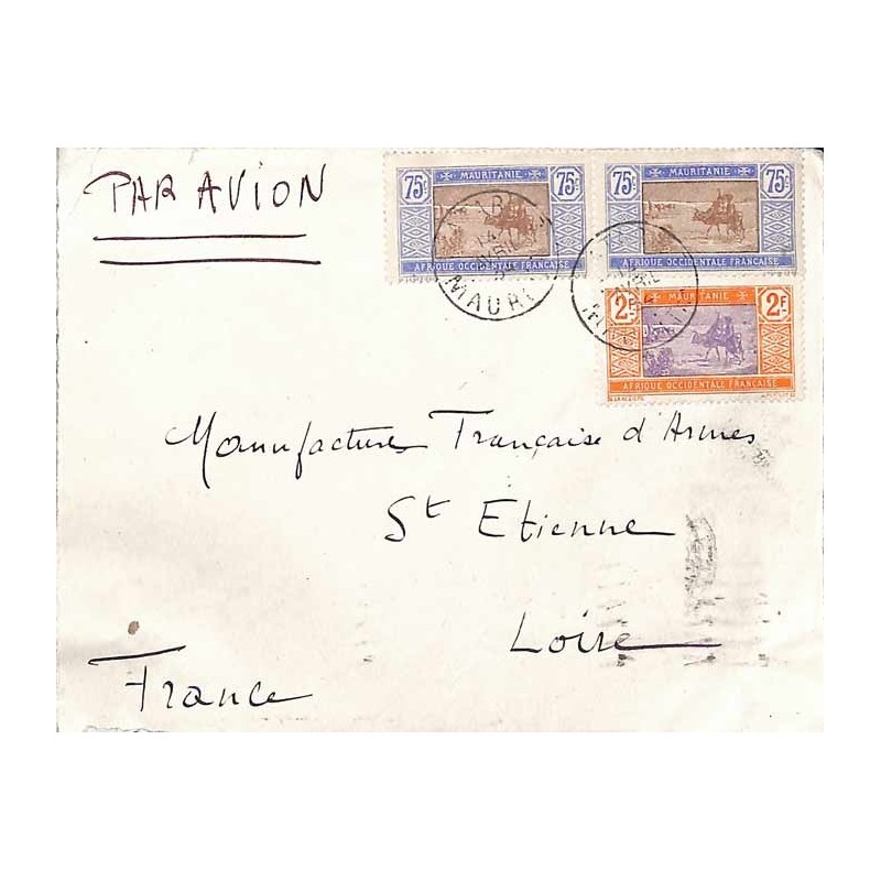 1934 ATAR MAURITANIE Lettre Affranchissement à 3 f. 50