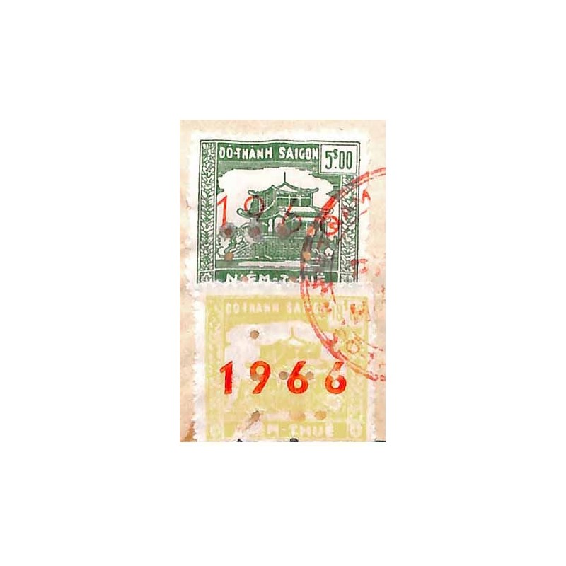 Saigon 1966 timbre fiscal local 5 et 10 $