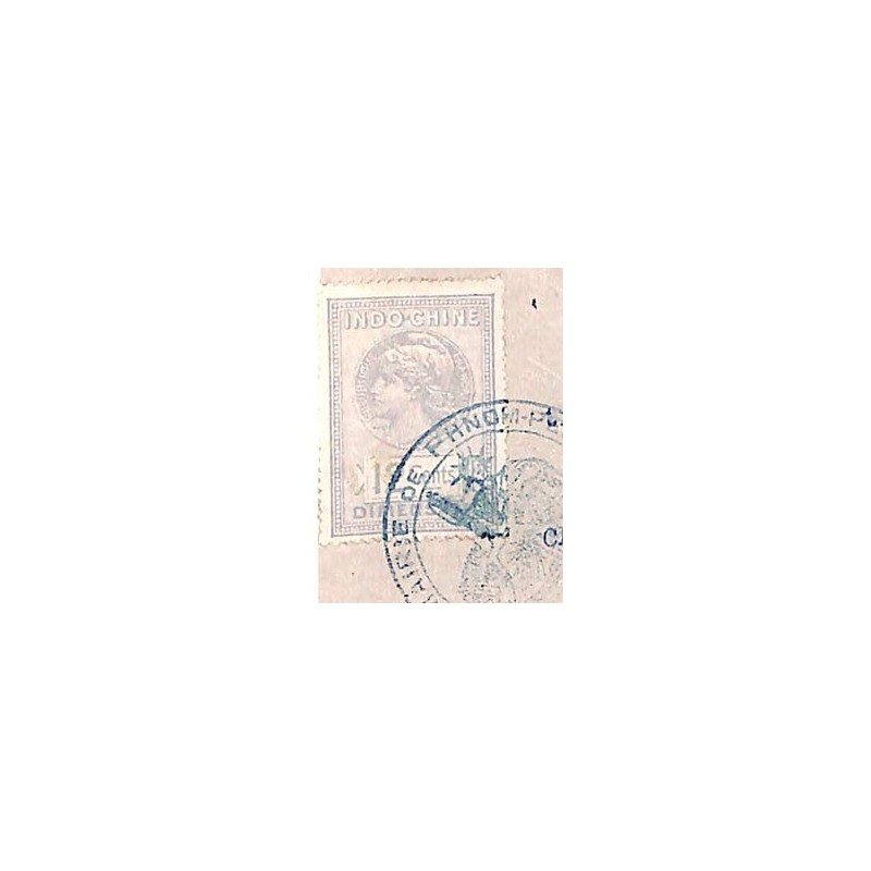 Dimension timbre 12 cents bleu clair 1919 de Phnom-Penh