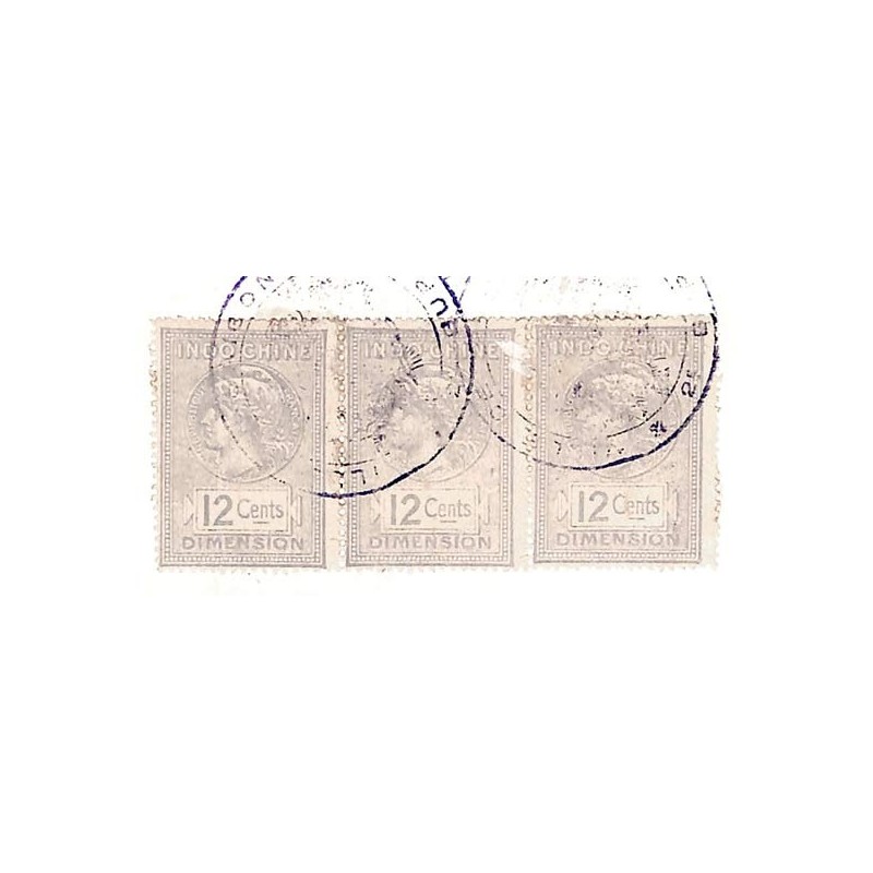 Dimension 3 timbres à 12 cents bleu clair 1922 de Saigon