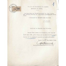 Fiscal unifié surcharge 15 sur timbre 36 cents 1938 de Hanoi