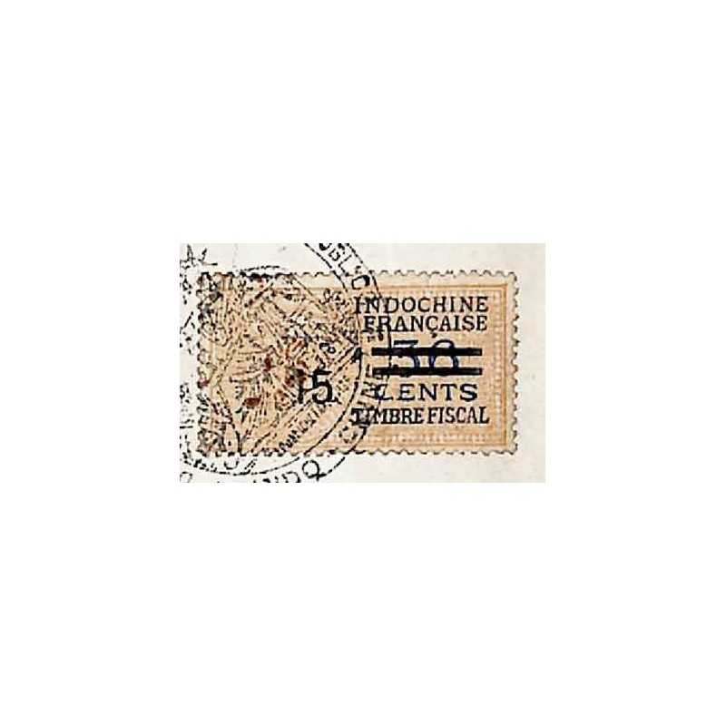 Fiscal unifié surcharge 15 sur timbre 36 cents 1938 de Hanoi