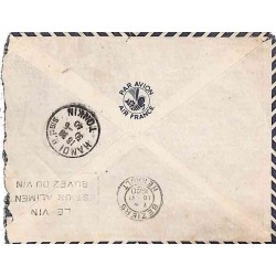 1940 Lettre FM avion pour la France Cachet de censure HANOI RP BIS