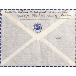 1939 Lettre avion pour la France cachet CONTROLE POSTAL * Commission D * INDOCHINE