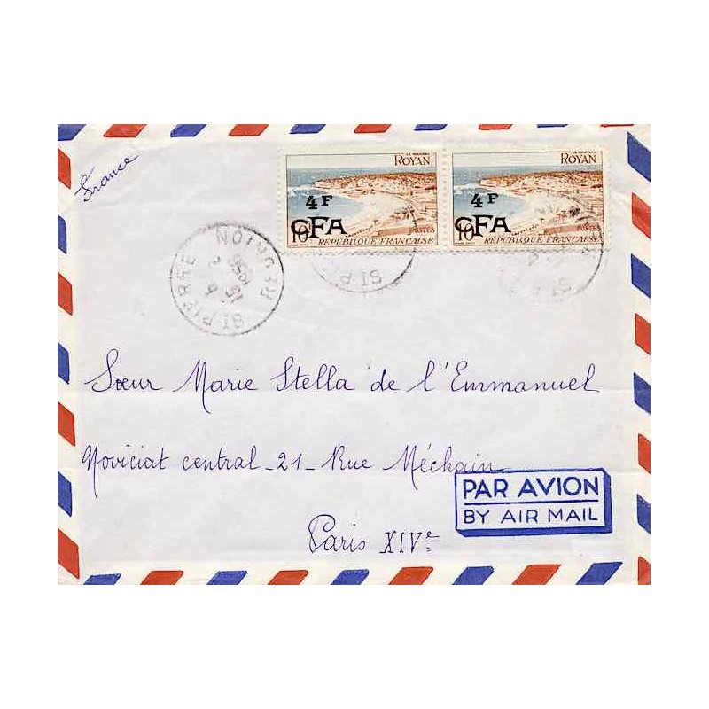 1956 Lettre 1956 Affranchissement à 8 f. Oblitération St PIERRE REUNION