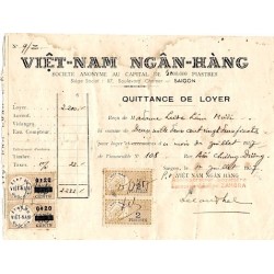 Timbres fiscaux 1957 Etat du Viet-Nam Quoc-Gia Con Niêm 50 cents paire surcharge 0$20 type 1