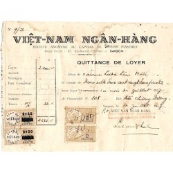 Timbres fiscaux 1957 Etat du Viet-Nam Quoc-Gia Con Niêm 50 cents paire surcharge 0$20 type 1