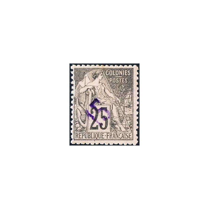 1890 Diego-Suarez 15  sur 25 c noir sur rose