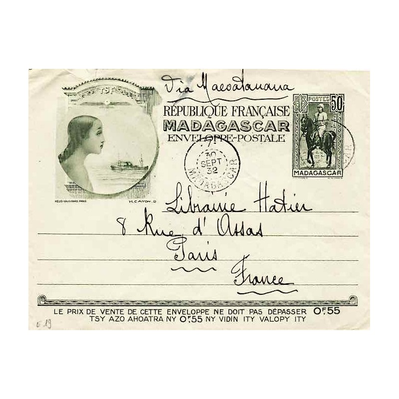 7 - MADAGASCAR - 1932 sur entier postal