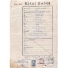 Hué 1958 timbre fiscal local 5 $ bleu sur document