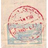 Hué 1975 timbre fiscal local 10 $ bleu turquoise sur document