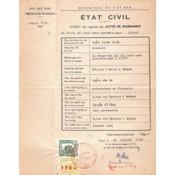 Saigon 1966 timbre fiscal local 5 et 10 $