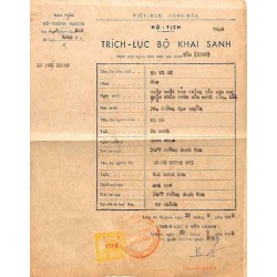 Saigon 1968 timbre fiscal local 10 $ jaune orange sur document