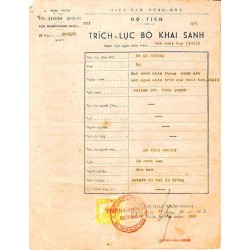 Saigon 1967 timbre fiscal local 10 $ jaune sur document