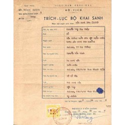 Saigon 1965 timbre fiscal local 10 $ jaune sur document