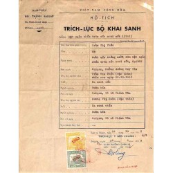 Saigon 1961 timbres fiscaux locaux 5 $ vert et  10 $ jaune sur document
