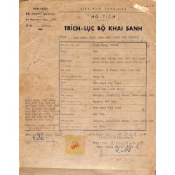 Saigon 1963 timbre fiscal local 10 $ jaune sur document