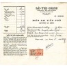 Vietnam 1977 Quittance de loyer avec timbre fiscal 0.20 $ cercle surcharge  noire