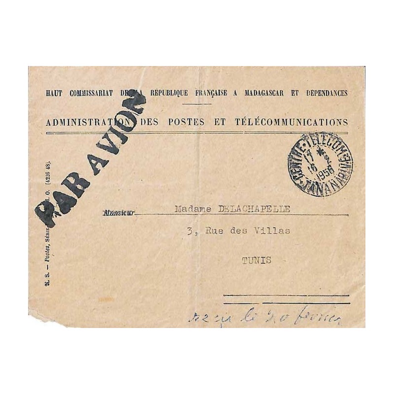 CENTRE - TELECOM . TANANARIVE .1956