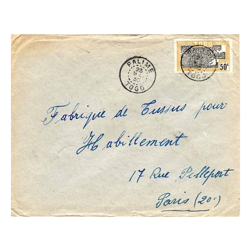 PALIME  TOGO 1930 sur lettre avion