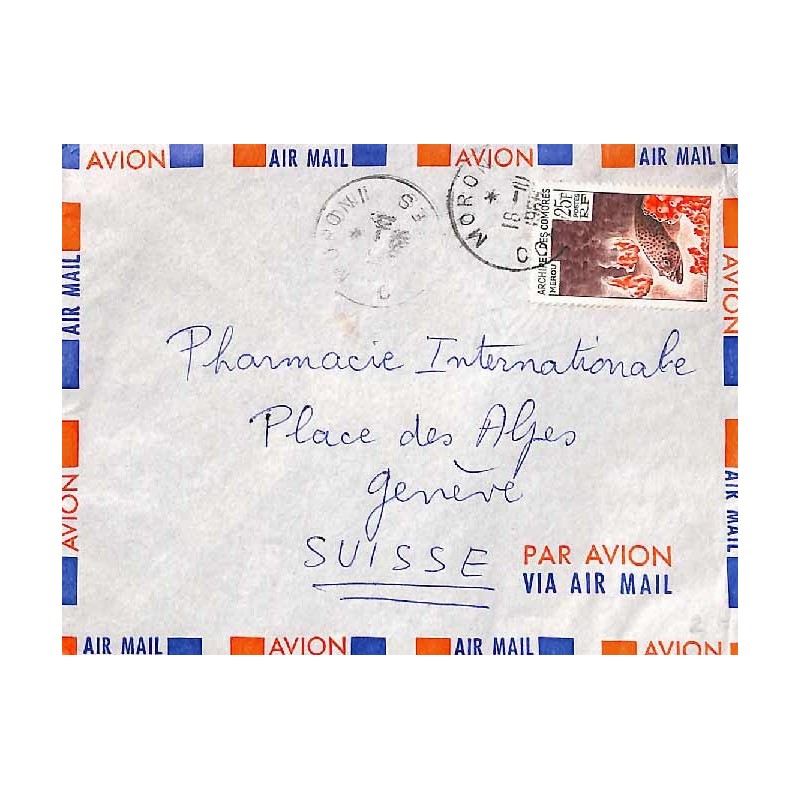 1966 MORONI COMORES lettre pour la Suisse